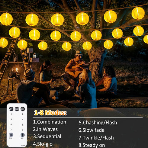 40ft 40LED 2700K StarryEver Lantern String Lights Plug in- Warm White Mini Lantern Lights Waterproof, Hanging Hemp Rope
