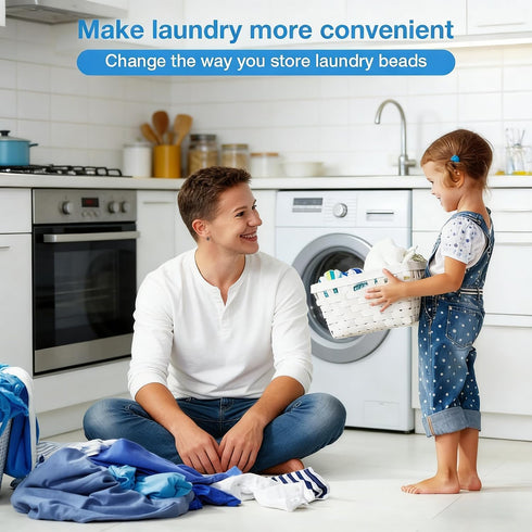 Generic (30oz)-White) Laundry Beads Dispenser -Laundry Detergent Dispenser, Easy Access to Scented Beads, Laundry Room
