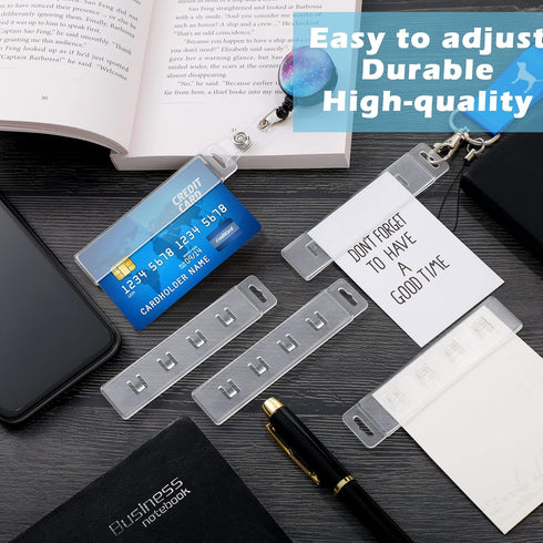 Sinmoe 10 Pack Clear Plastic Swipe Badge Holder ID Clips, Vertical Half Card with Gripper for Easy Slide Credit Name
