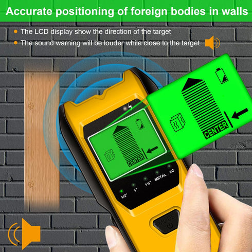 5 1 Stud Finder Wall Scanner, in Multifunction Stud Locator with Upgraded Smart Sensor, HD LCD Display and Audio Alarm