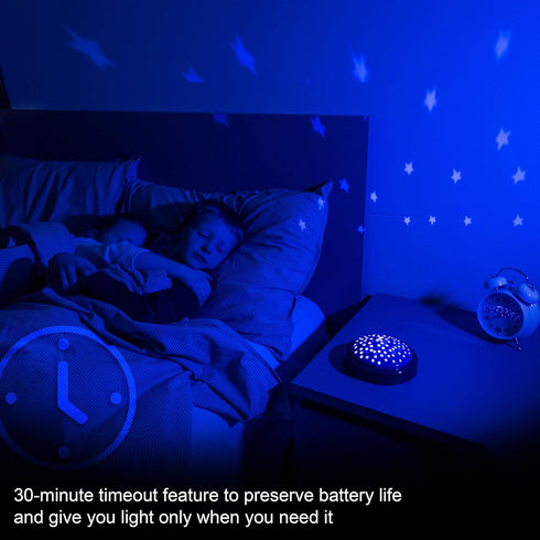 17457 GE LED Moon and Star Projector Night Light, Battery Operated Tap Light, Ideal for Kids Bedrooms, Playrooms
