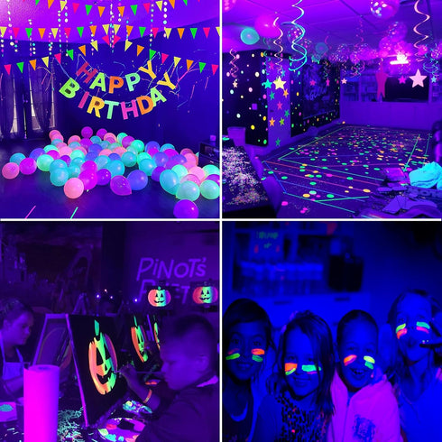 2 Pack LED Black Light Bulbs, A19 9W UV, Replace Up to 100W, E26 Base, Glow in the Dark for Body Pain & Halloween