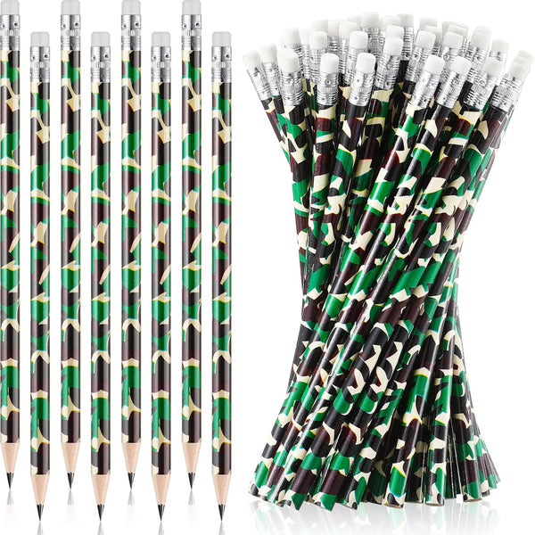 Chivao 50 Pack Camouflage Tactical Pencils, Camo Party Favors, Army Decorations for Teachers School Supplies