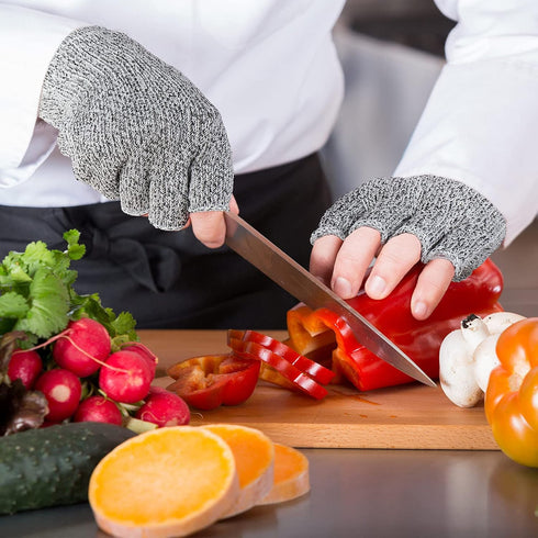 2 Pair Cut Resistant Half Finger Protection Gloves for Home Use