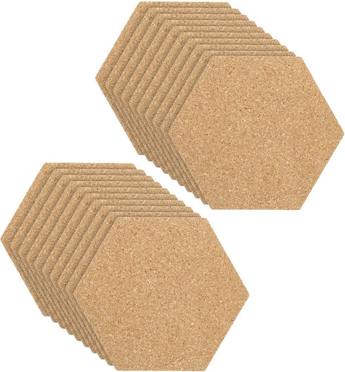 PATIKIL 20 Pack Self Adhesive Cork Board Tiles, 4x3" 1/8" Thick Hexagon Bulletin Board for Home Office DIY