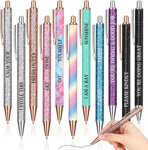 Funny Word Pens Set, 11 Pcs Inspirational Ballpoint Pens - Congrats Grad Motivational Spoof Fun Novelty Office Gifts