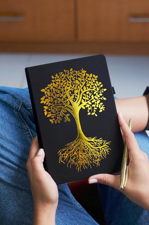 Veway Tree of Life Journal and Pen Gift Set - Vegan Leather A5 Hardcover Fancy Notebook with 224 Lined Pages