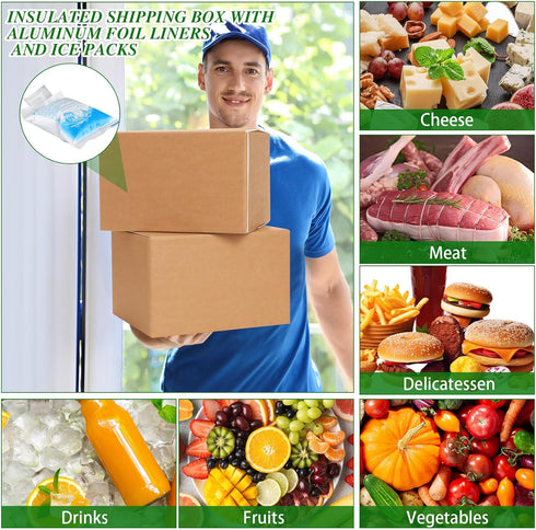 Honoson 2 Frozen Pack Pack Frozen (12'' 10'' 7'') Pcs Thermal Insulated Shipping Boxes for Food with Ice and Aluminum