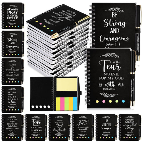 Kosiz 30 Set Christian Gift Set, Bible Verse Pens, Spiral Religious Notebook for Sunday School