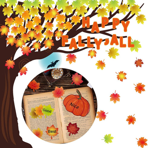 Zonon 128 Pcs Happy Fall Y'all Classroom Tree Bulletin Board Set, Woodland Whimsy Autumn Decorations for Thanksgiving