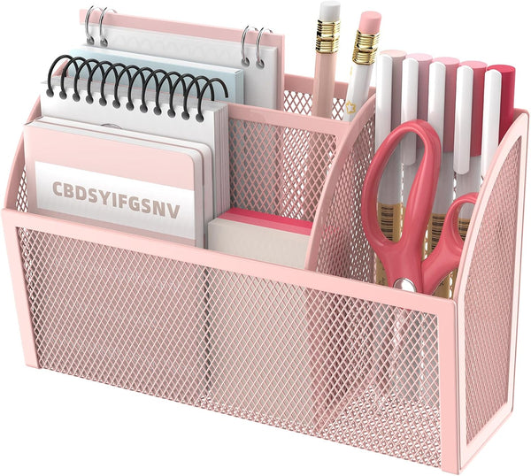 DALTACK Magnetic Pencil Holder - 3-Grid Mesh Magnetic Shelf for Refrigerator, Organizer for Home, School, Office