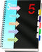 CAGIE 5 Subject Notebook with Dividers, 8.5 x 11, Hardcover A4 Spiral Bound Journal for School, 220 Pages, Black
