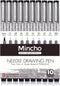 Set of 10 Black Micro-Pen Fineliner Ink Pens, Anti-Bleed & Waterproof for Artist Illustration & Technical Drawing