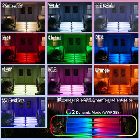 2 Pack Ip67 Motion Sensor Solar Step Lights, Waterproof Outdoor Stair Light,Warm White/Rgb Colors & Double-Sided