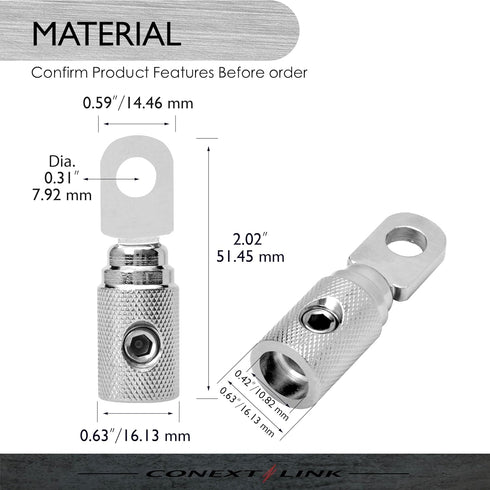 Conext Link RT4N-2 Set Screw Ring Terminal 2 Pack (4 Gauge, Nickel)