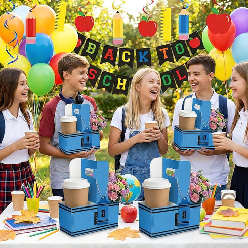 Ferrochef 30 Set 2 Back to School Crayon Cup Drink Carrier with Greeting Card Teacher Appreciation Gifts Ribbon
