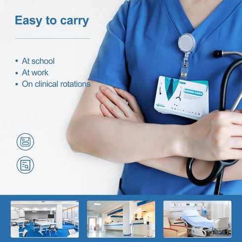 Nano Shield 96 Nursing Badge Reference Cards, Nursing School Essentials Set Lab Values EKG Spanish Translation