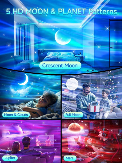Projector,300+Lighting Bedroom,15 Northern Lights Modes Galaxy Projector for White Noise&Bluetooth Galaxy Projector