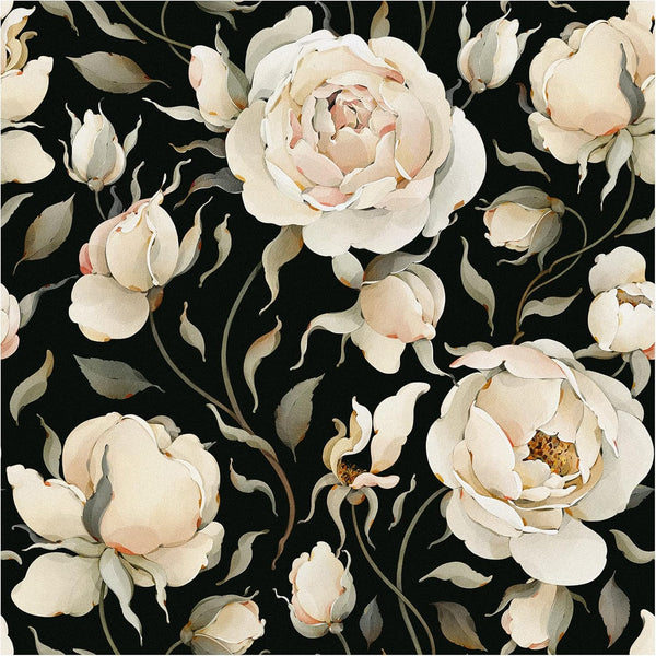 HAOKHOME 93242-1 Peel and Stick Wallpaper - Floral Vintage Roses Contact Paper Removable Black/Beige/Olive