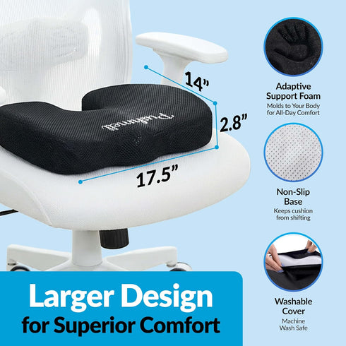 Tailbone, 17.5 14 Premium Memory Foam Gel Seat Cushion for Coccyx, Back & Sciatica Pain Relief Fits x Seats, Ergonomic