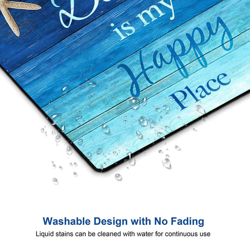 SuoLong 9.5 7.9 inches, "Beach is My Happy Place" Personalized Design x Rectangular Non Slip Rubber, Standard Size Lock