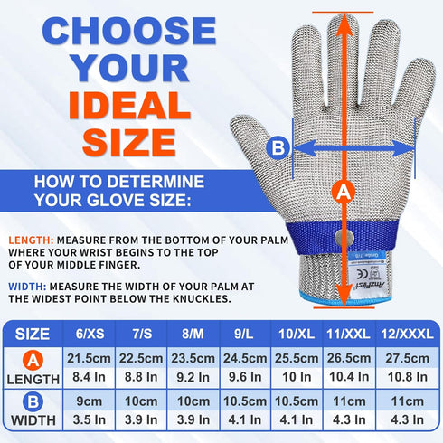 1 Pack Level 9 Cut Resistant Gloves, Food Grade Stainless Steel Mesh Metal Glove for Kitchen Cooking, Size: 9/Large