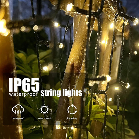 2 Pack Solar String Lights Outdoor, 200 LED 72FT Solar Powered Lights with 8 Modes for Garden Patio Balcony Party