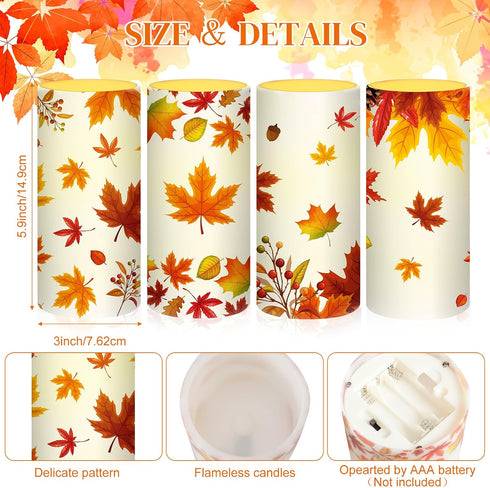 18-Key Tiamon Maple Leaf Flameless Candles Led Leaves Candles Battery Operated Yellow Flickering Candles with Remote