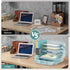 DALTACK Desk Paper Organizer with 6-Tier Tray, 3 Pen Holders, Blue, Storage Organizer for Home Office or School