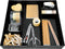 CAXXA 3 Slot Drawer Organizer with 4 Adjustable Dividers for Makeup & Office Supplies, Black