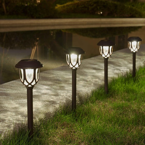 EXCMARK 10 Pack Solar Lights Outdoor Decorative Garden Yard Lights for Pathway Walkway Sidewalk Driveway. (Brown, Warm
