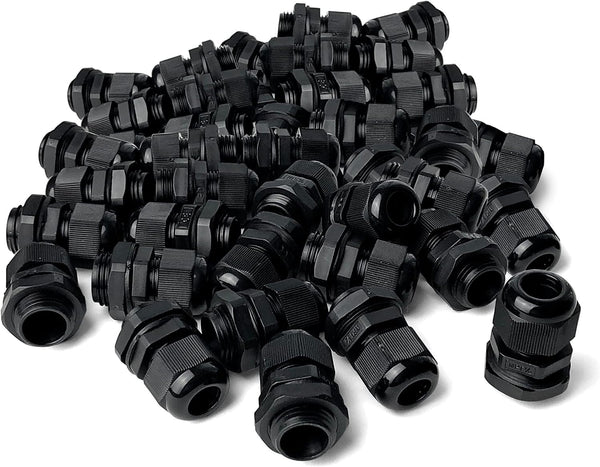 MGI SpeedWare 1/2" NPT Strain Relief Nylon Cord Grip, Black Plastic Grommet 5-Pack