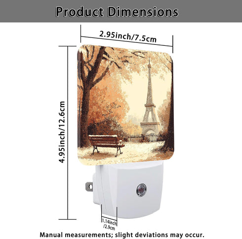 Generic 1pcs Paris Tower Night Lights Plug Into Wall, Autumn Romantic Autumn Leaves Park Bench Fall Warm Beige Plug