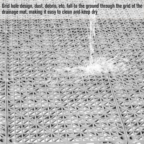 12 Pcs Drainage Mat Modular Interlocking Cushion, 11.8" x 11.8" Non-Slip Interlocking Rubber Floor Tiles for Deck Pool