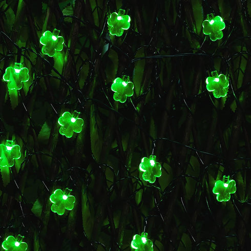 WATERGLIDE St. Patricks Day Shamrocks Lights, 50 LED Outdoor Decorative String Lights, Battery Operated