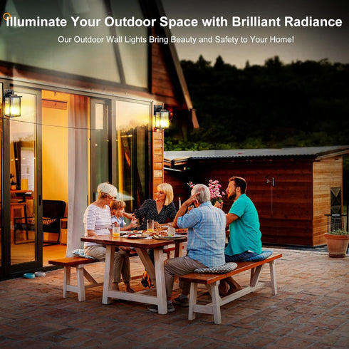 Outdoor Wall Light with Dusk to Dawn Sensor, Waterproof Exterior Light for House Porch and Garage, Black Brush Gold