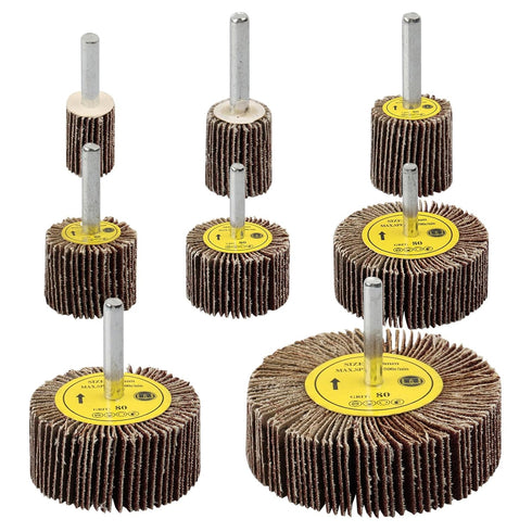 8 Pcs Flap Wheel Sander Set, 1/4" Shank 8Size Flapper Wheel for Removing and Polishing Rust Paint (80 Grit)