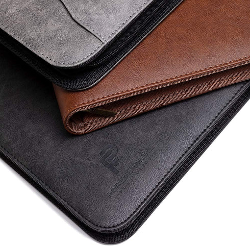 Forevermore Portfolios Padfolio Binder - Professional Faux Leather Travel Organizer Pouch for Tablet, Documents, Black