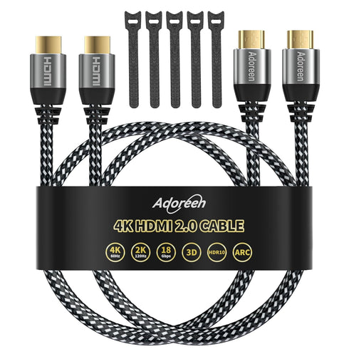 4K HDMI Cable 20 Feet/2 Pack,High Speed 18Gbps Braided HDMI 2.0 Cable