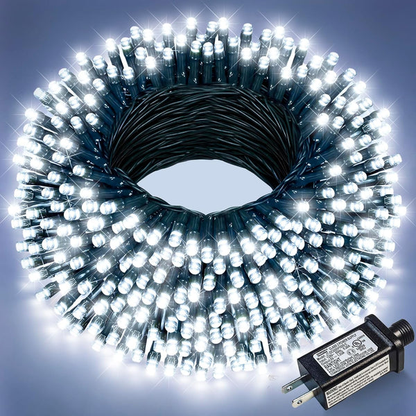 100FT 300 LED Christmas Lights, White Outdoor String Lights Waterproof with 8