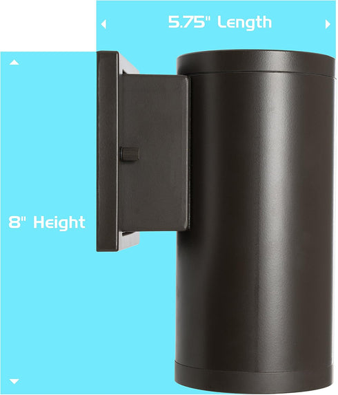 Dimmable CRI80+ IP65 (15W 5000K Westgate Lighting Outdoor LED Cylinder Light - Up/Down Wall Sconce Lamp Fixture W/COB