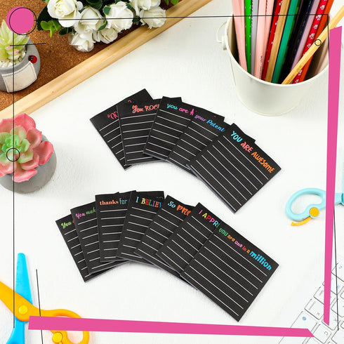Yinder 24 Pcs Inspirational Sticky Notes | Cute Motivational Pad for Coworkers & Office Supplies | 3 x 3'' (Black)