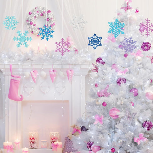 Zonon 48 Pcs Snowflake Cutouts Decorations, Winter Christmas Paper Cutouts with Glue Points for Home Office Decor