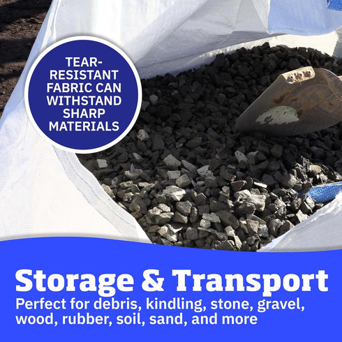 200-Gallon 2200 lbs, DURASACK Heavy Duty Builder's Bulk Bags White Woven Polypropylene Contractor Trash Bags for Demo