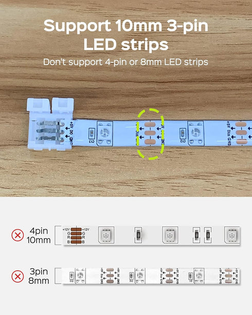 JACKYLED 30 Pcs 3-Pin LED Connectors, 10mm L Shape Unwired Solderless Adapter Connectors for WS2811 WS2812B