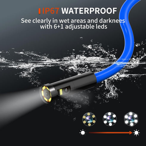 NIDAGE Dual Lens Borescope Inspection Camera, 1920P HD Endoscope with Light, 11.5FT Flexible Snake Camera