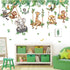 decalmile Jungle Animal on Swings Wall Stickers Safari Animal Elephant Giraffe Monkey Tropical Leaves Wall Decals Baby