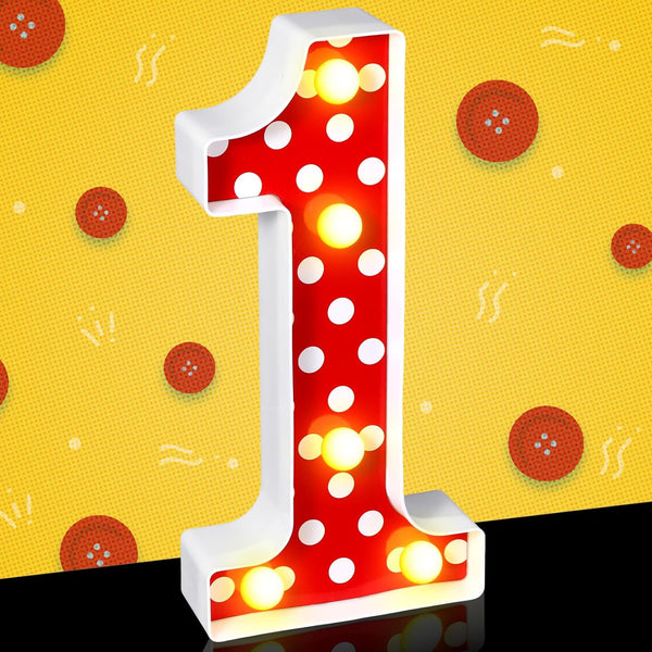 Mouse Birthday Decorations, Marquee Light Up Number Sign for 1st 2nd 3rd Birthday Party Table Centerpieces (Red Number