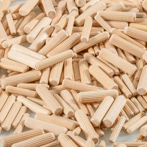 Sukh 200Pcs Wooden Dowel Pins, Fluted Wood Dowels for Furniture and Woodworking Projects