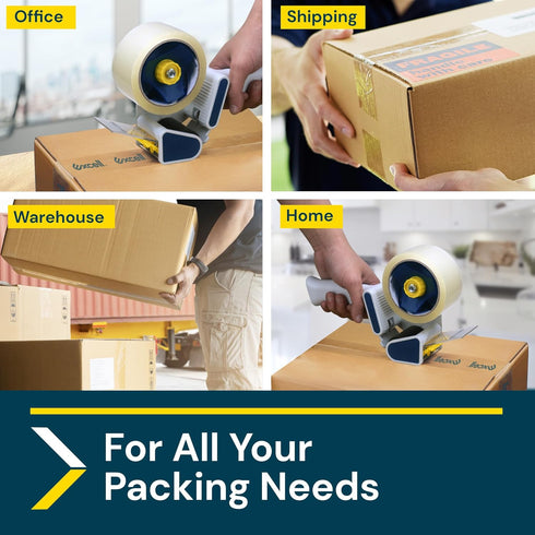 Excell Safeguard Packing Tape Dispenser - 2" Wide with Retractable Blade Cover, Ideal for Shipping and Sealing